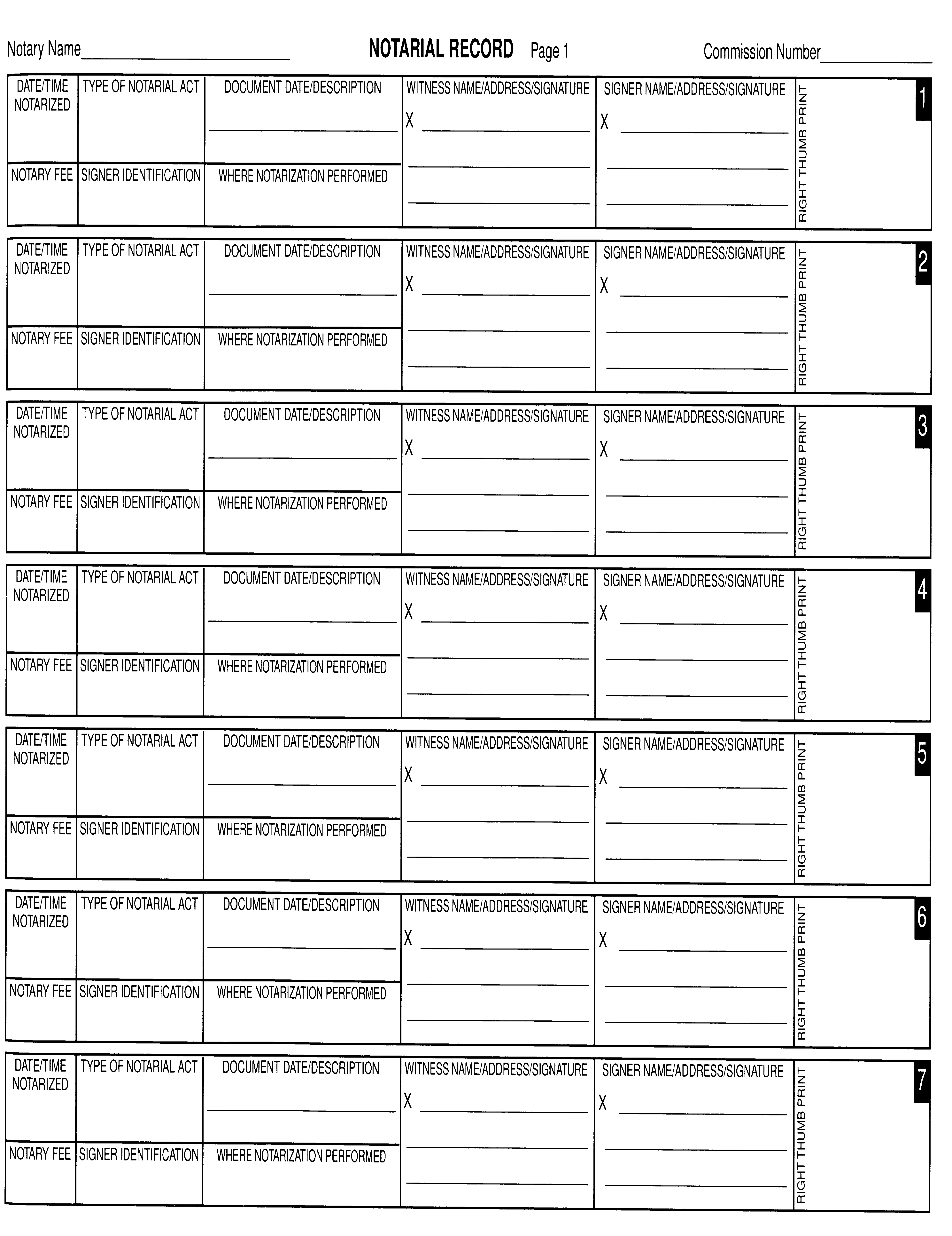 Nys Notary Journal Template